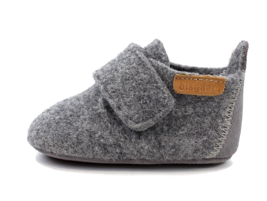 Clearance Bisgaard Bisgaard Grey Slippers With Velcro