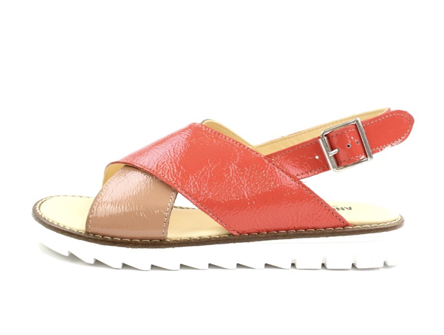 Hot Angulus Angulus Dark Peach/Coral Sandal Patent, Buckle