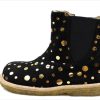 Best Pom Pom Pom Pom Ancle Boot Black Gold Dot With Elastic