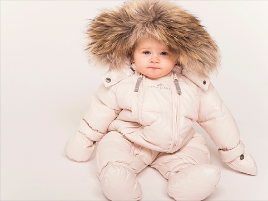 New Ver de Terre Ver De Terre Rose Powder Baby Down Snowsuit