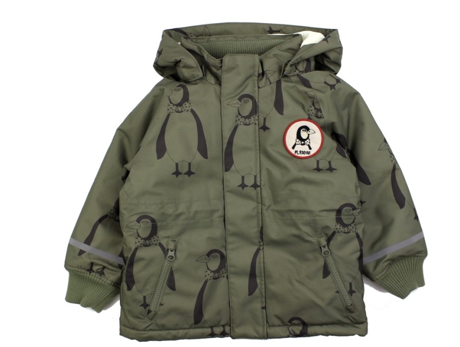 Online Mini Rodini Mini Rodini Green Penguin Parka Winter Jacket