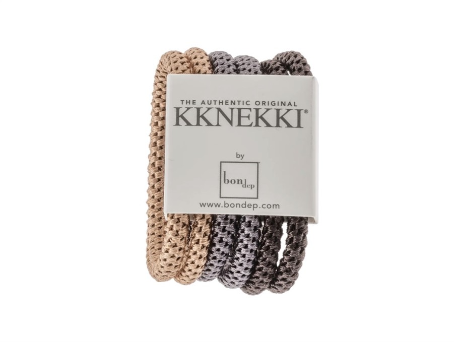 Hot Kknekki Kknekki Hair Ties Brown/Grey Mix Slim (6-Pack)