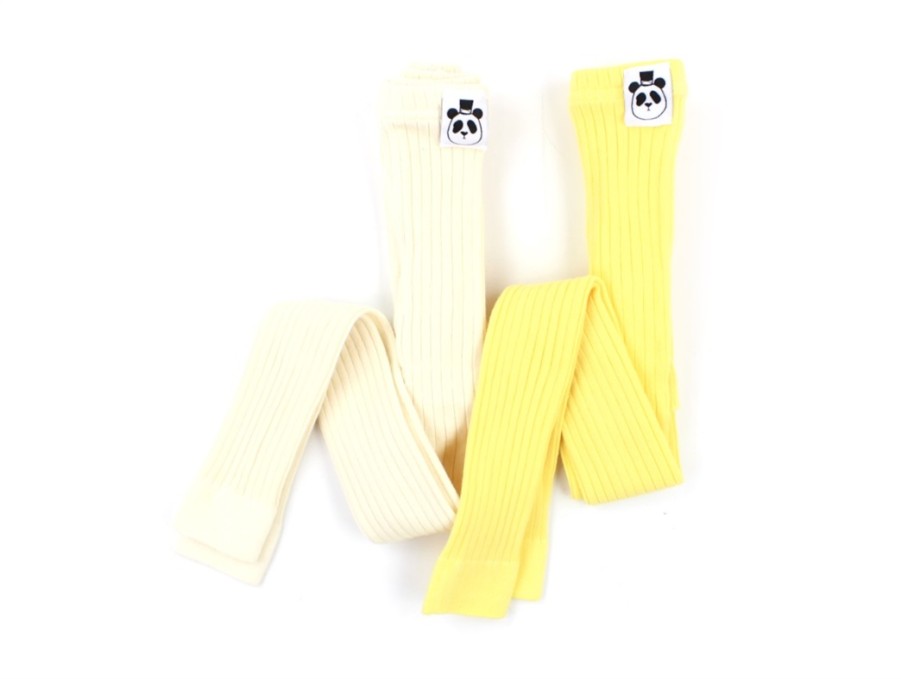 Best Mini Rodini Mini Rodini Leggings Yellow/Offwhite Rib (2-Pack)