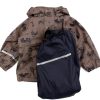 Online Celavi Celavi Navy Printed Rainwear Pants And Jacket With Fleece Lining