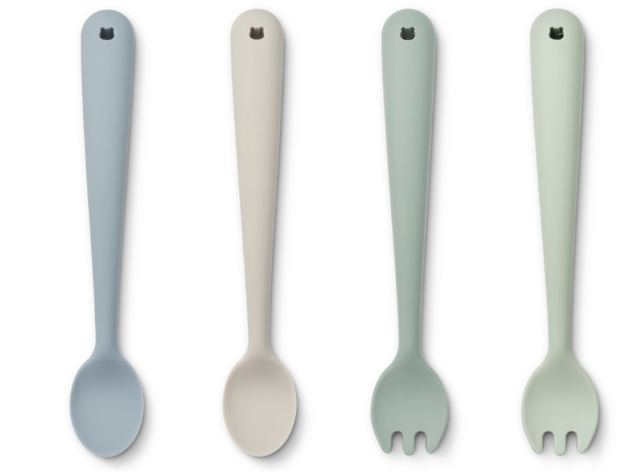 Online Liewood Liewood Dusty Mint Multi Mix Cutlery Set Shea Silicone (4-Pack)