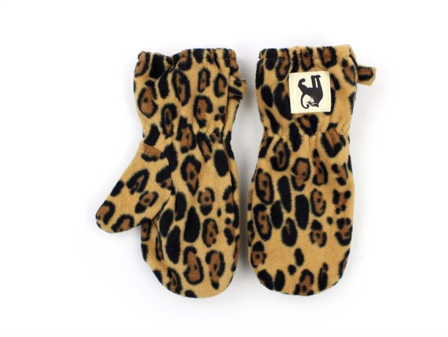 Wholesale Mini Rodini Mini Rodini Beige Leopard Mittens Fleece