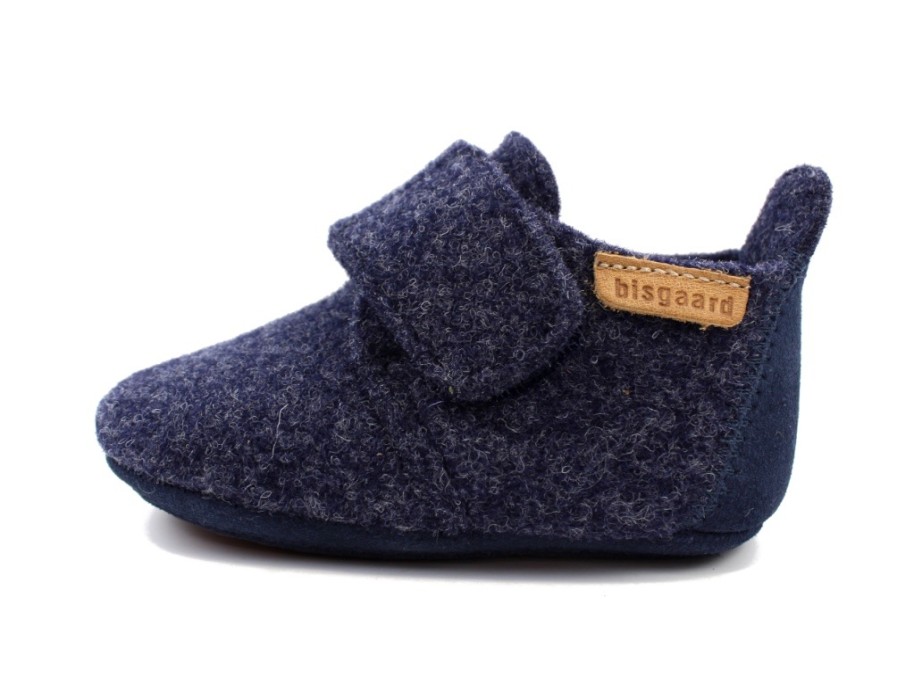 Online Bisgaard Bisgaard Blue Slippers With Velcro