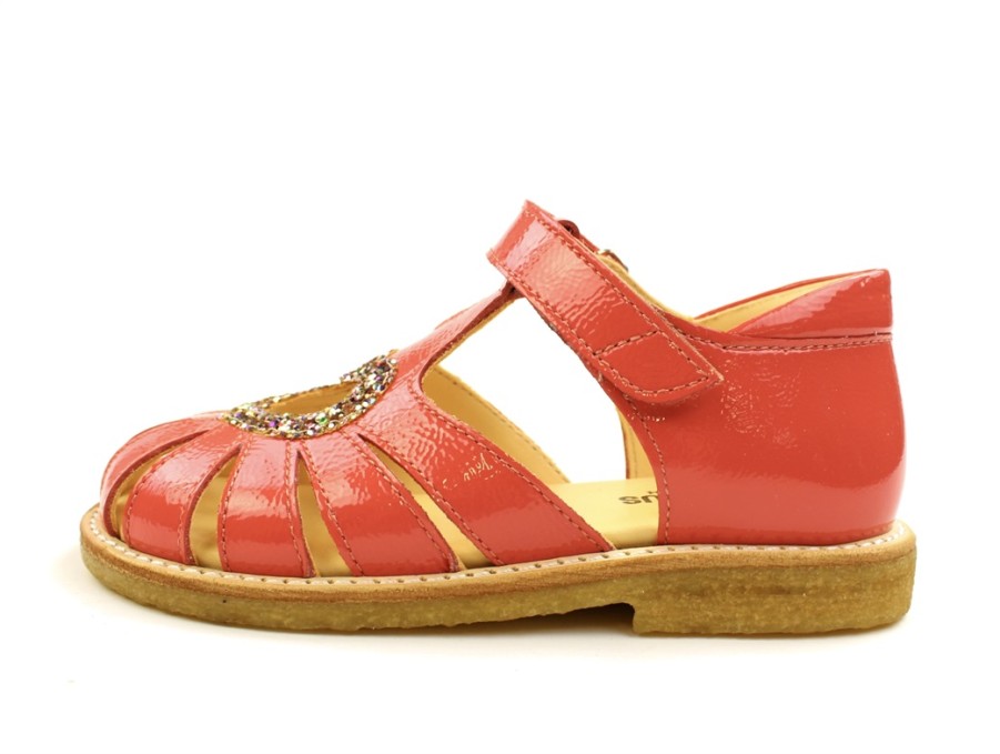 Clearance Angulus Angulus Coral Sandal With Heart, Glitter Patent (Narrow)