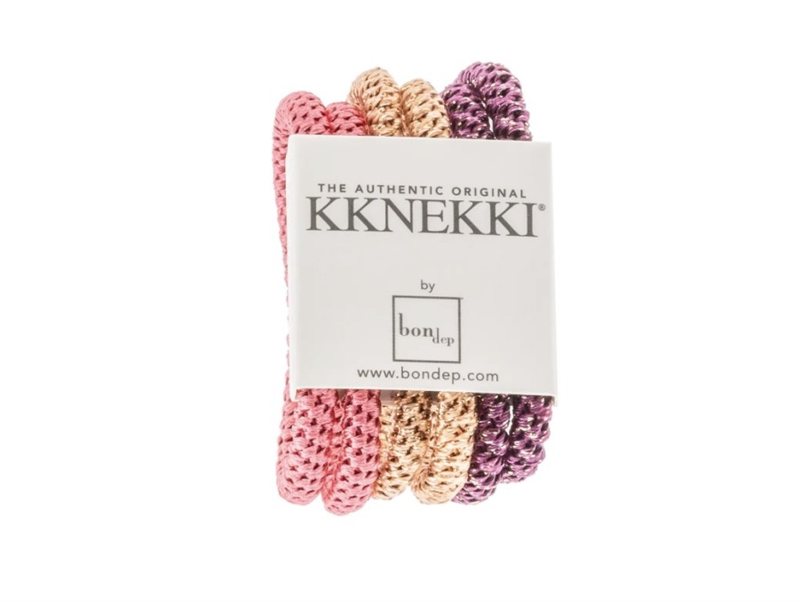 Wholesale Kknekki Kknekki Hair Ties Pink/Purple/Glitter Mix Slim (6-Pack)