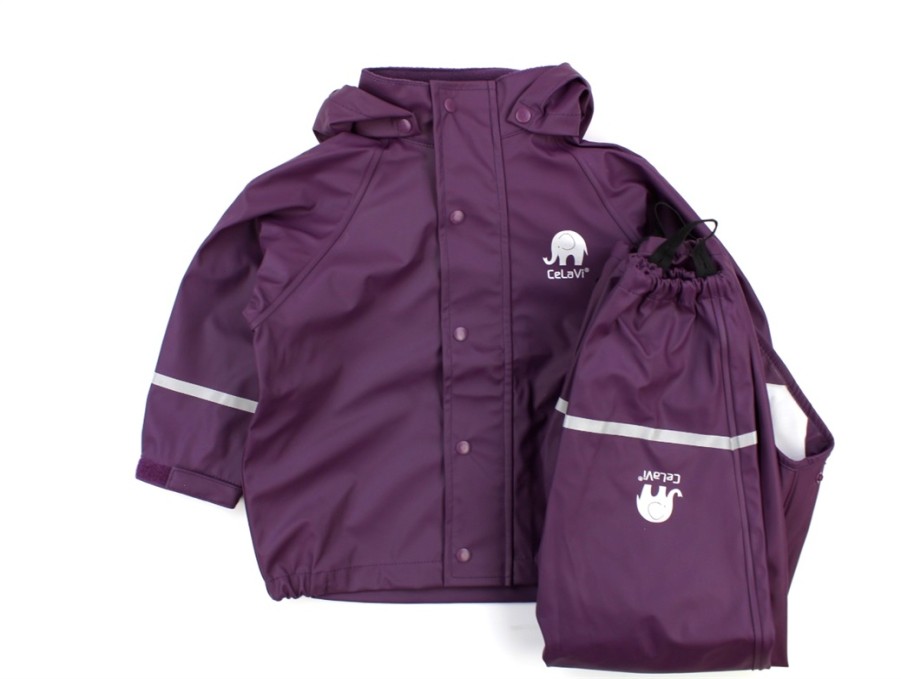 New Celavi Celavi Rainwear Pants And Jacket Blackberry Wine