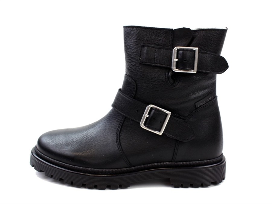 Clearance Angulus Angulus Black Winter Boot With Buckles And Tex