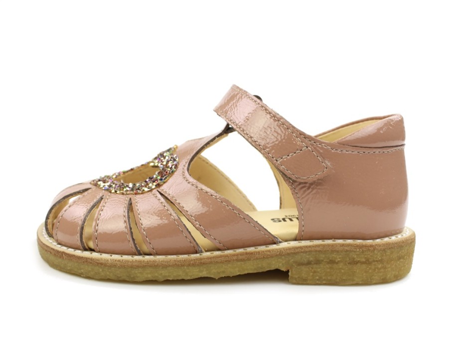 Best Angulus Angulus Dark Peach Sandal With Heart, Glitter Patent