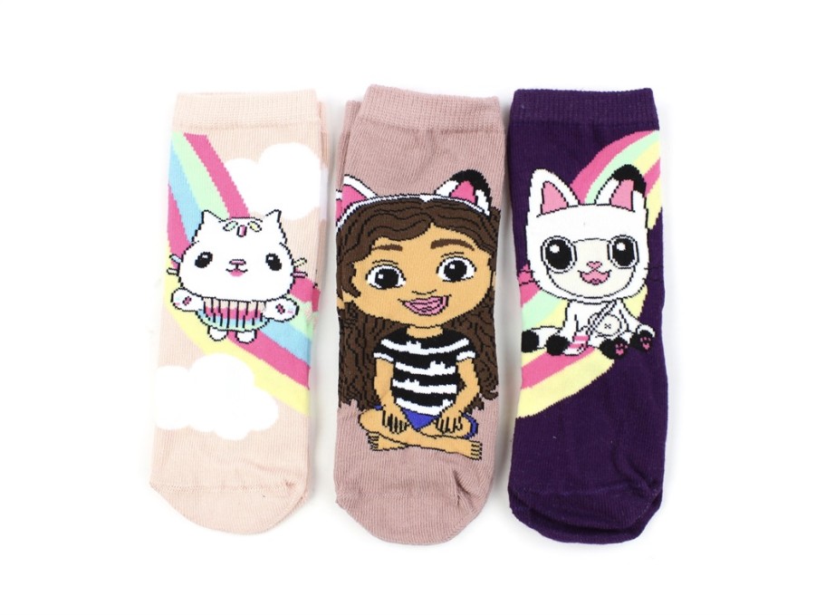 Hot Name It Name It Plum Purple Gabby'S Dollhouse Socks (3-Pack)