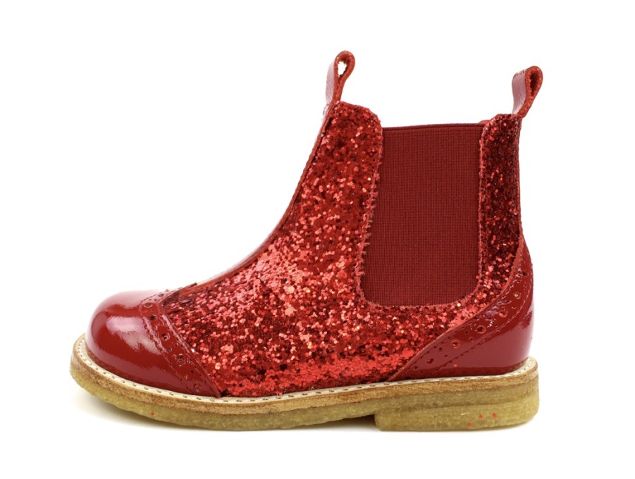 Best Angulus Angulus Red Glitter Ankle Boots With Perforated Pattern