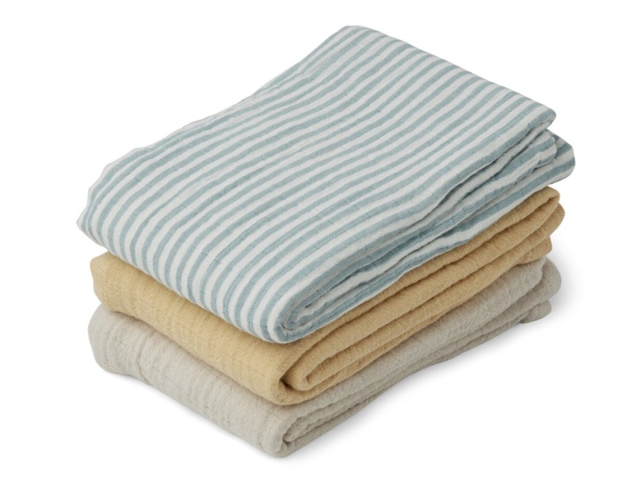 Hot Liewood Liewood Sea Blue Stripe Mix Muslin Cloths Line (3-Pack)