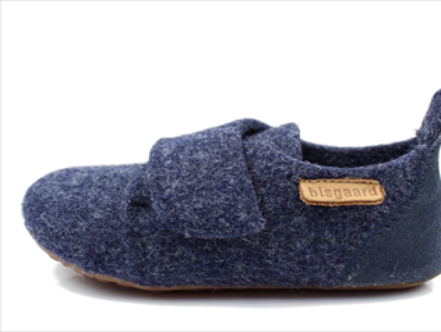 New Bisgaard Bisgaard Blue Slippers With Velcro