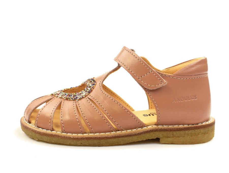 Clearance Angulus Angulus Dark Peach Sandal With Heart And Multi Glitter (Narrow)