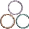 Hot Mushie Mushie Lilac/Cyan/Soft Peach Pearl Teething Rings (3-Pack)