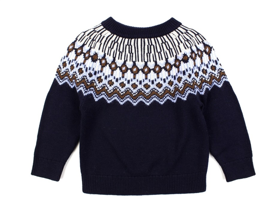 Hot FUB Fub Dark Navy Fair Isle Merino Wool Sweater