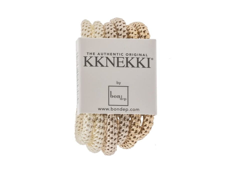 New Kknekki Kknekki Hair Ties Beige/Offwhite Mix Slim (6-Pack)