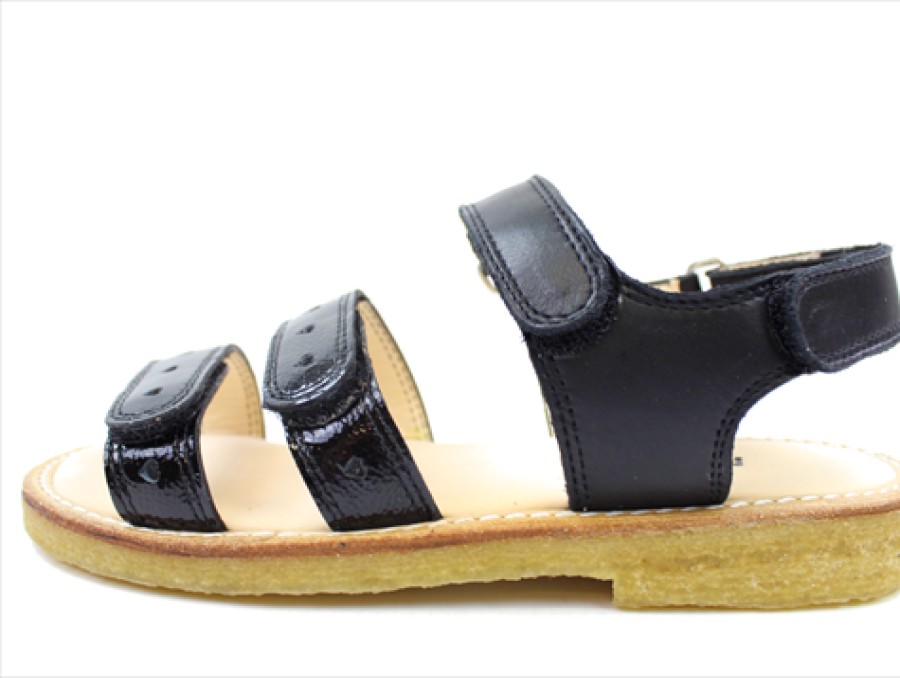 Online Angulus Angulus Sandal Black With Hearts And Varnish