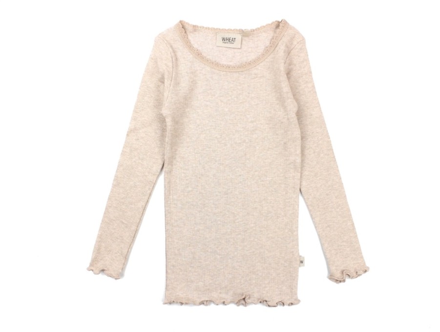 Online Wheat Wheat T-Shirt Rose Melange Rib Lace