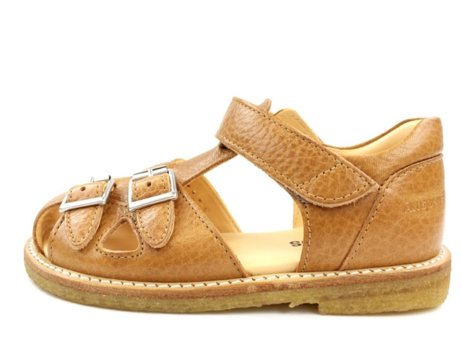 Online Angulus Angulus Sandal Cognac With Buckles And Velcro