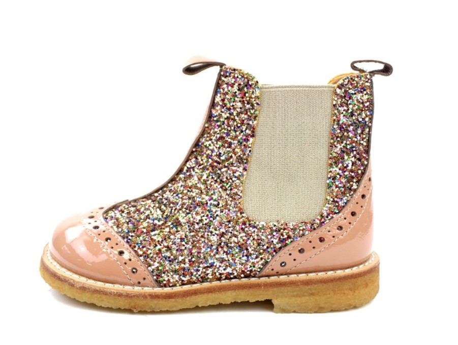 Online Angulus Angulus Ancle Boot Dark Peach/Multi Glitter With Hole Pattern