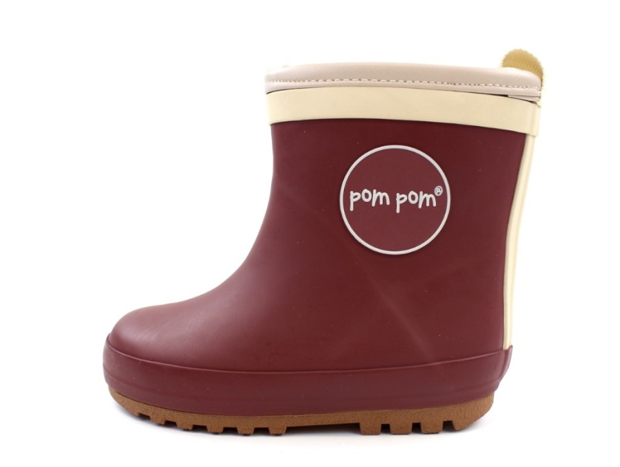 Clearance Pom Pom Pom Pom Winter Rubber Boot Boot Bordeaux