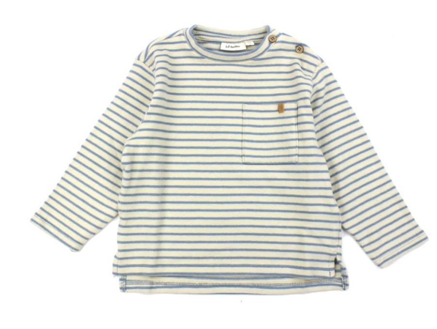 Best Lil Atelier Lil Atelier Smoke Blue Striped Loose Top