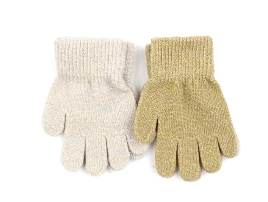 Wholesale Celavi Celavi Beige Gold Glitter Wool/Nylon Mittens (2-Pack)