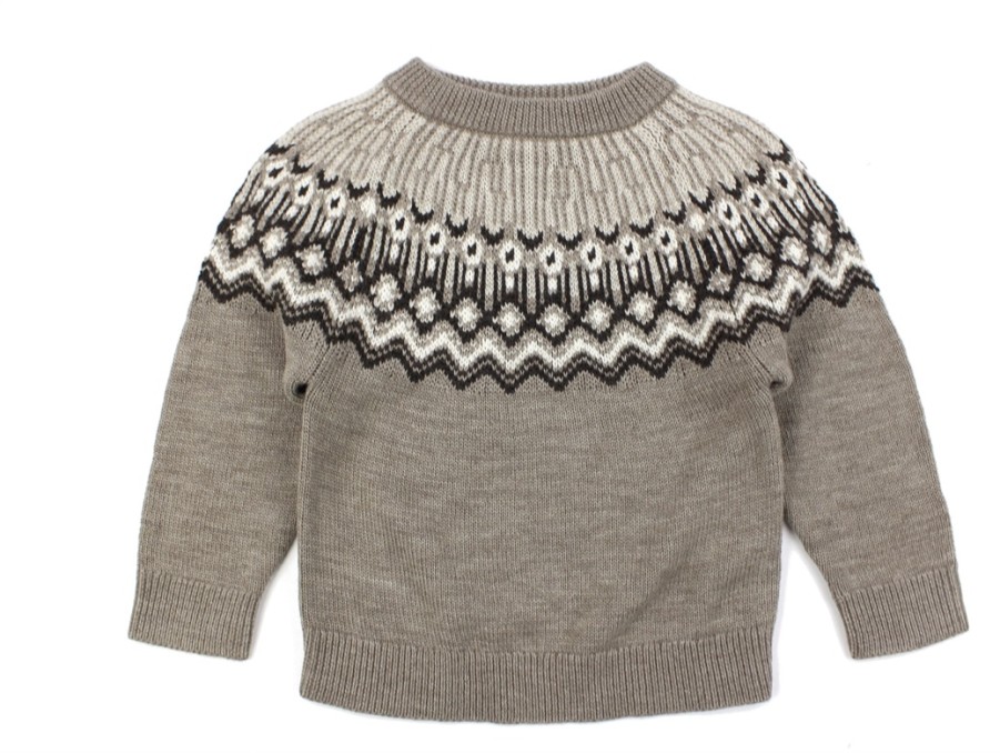 Wholesale FUB Fub Beige Melange Fair Isle Merino Wool Sweater