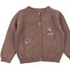 Wholesale Wheat Wheat Lavender Rose Knit Cardigan Ella