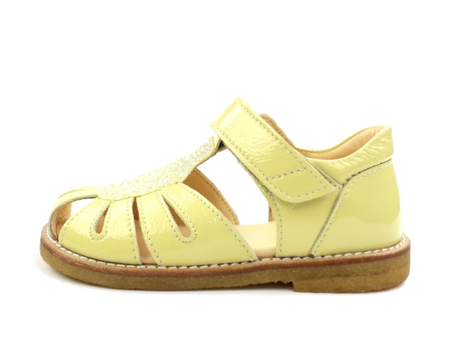 Online Angulus Angulus Light Yellow Sandal Glitter Patent