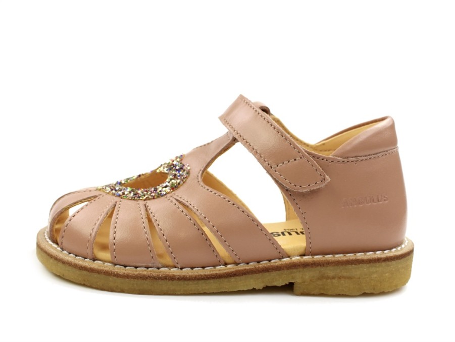 Best Angulus Angulus Dark Peach Sandal With Heart And Multi Glitter