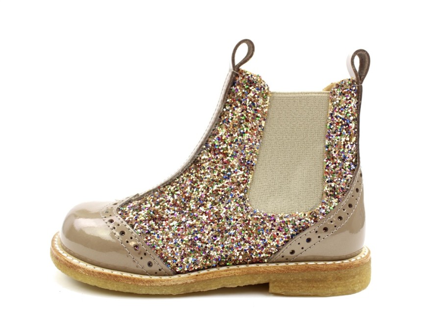 Hot Angulus Angulus Nougat Multi Glitter Ankle Boots With Perforated Pattern