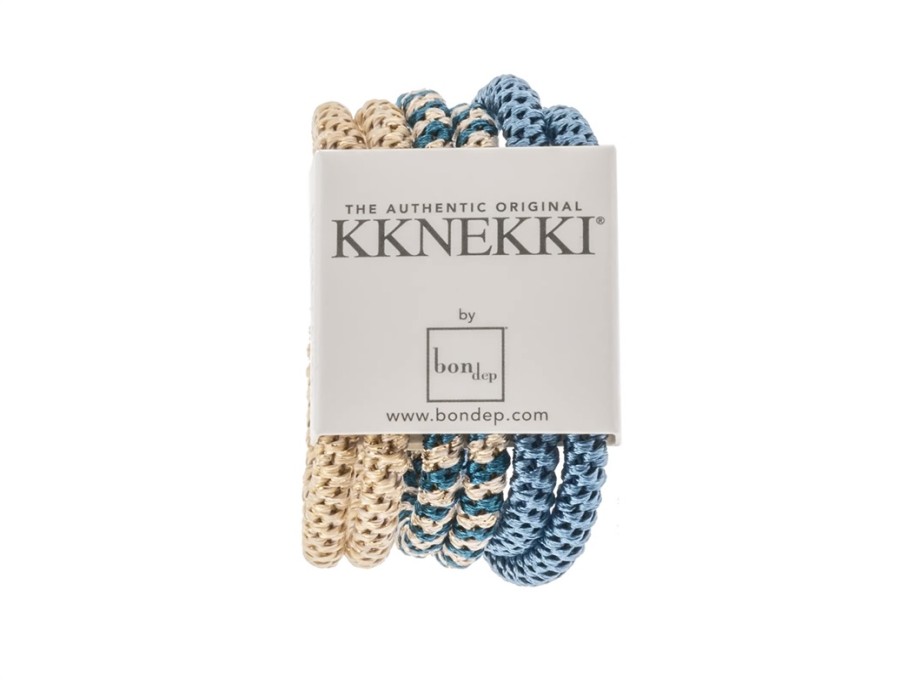 Clearance Kknekki Kknekki Hair Ties Blue/Gold Mix Slim (6-Pack)