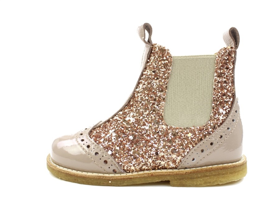 Clearance Angulus Angulus Almond Maple Glitter Ankle Boots With Perforated Pattern