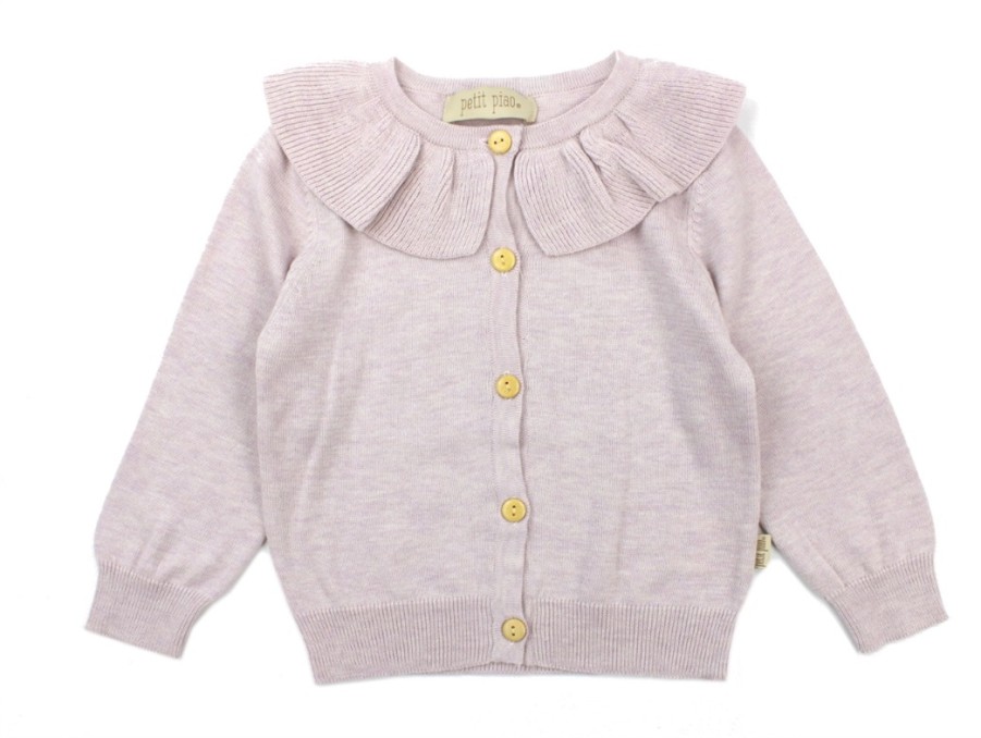 Clearance Petit Piao Petit Piao Cardigan Light Rose Melange Collar