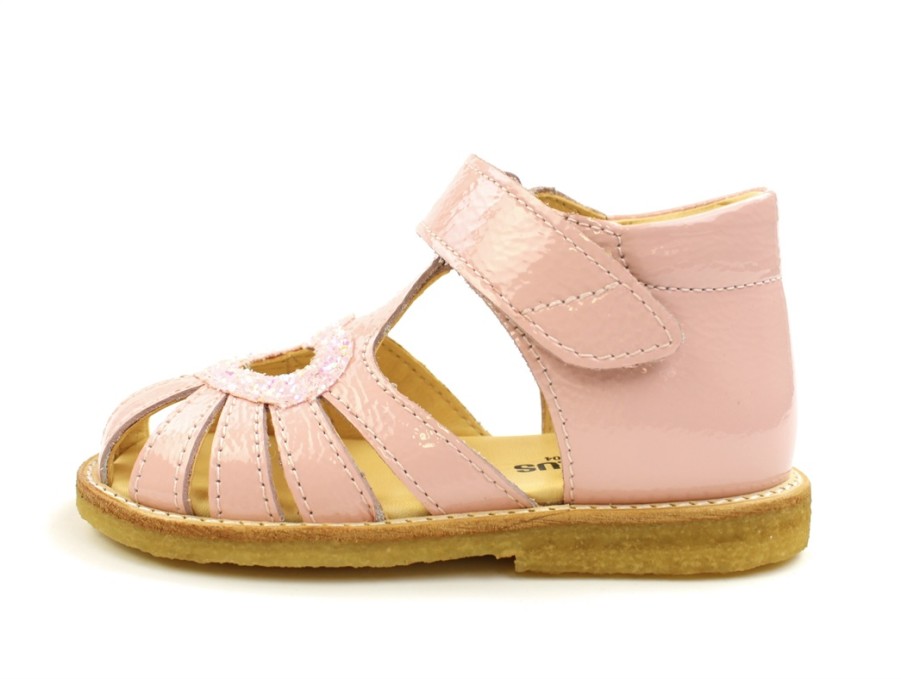 Clearance Angulus Angulus Rosa Sandal With Heart, Glitter Patent