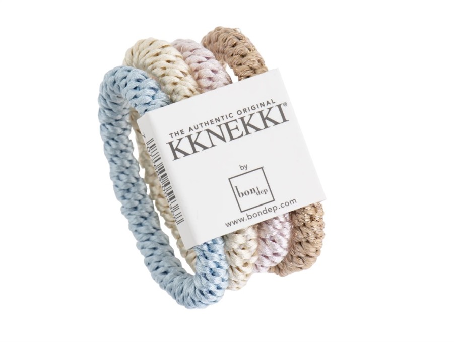 Wholesale Kknekki Kknekki Hair Ties Blue/Rose/Beige Mix (4-Pack)