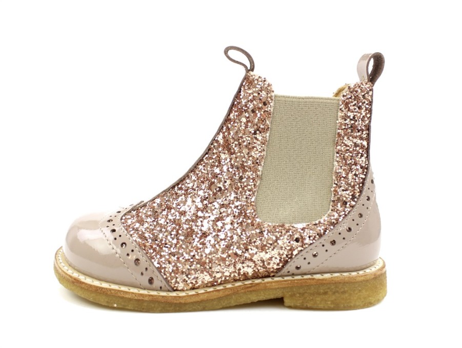 Best Angulus Angulus Almond Maple Glitter Ankle Boots With Perforated Pattern