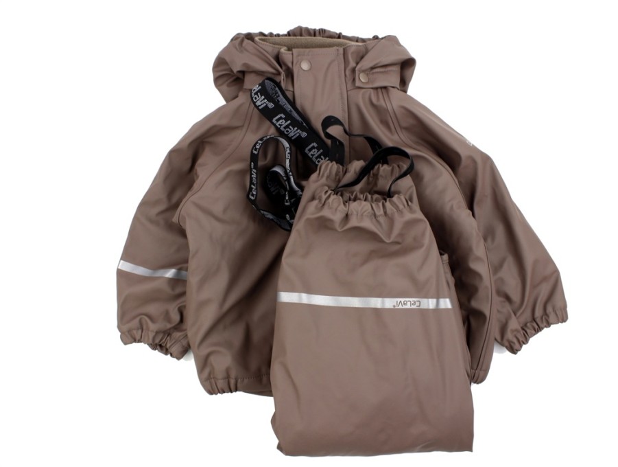 Best Celavi Celavi Coffee Quartz Rainwear Pants And Jacket With Fleece Lining