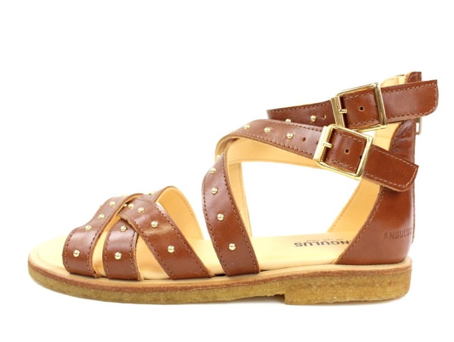 Wholesale Angulus Angulus Sandal Cognac With Rivets And Zipper