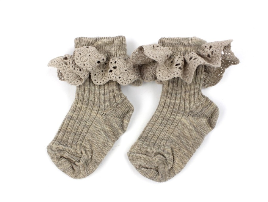 Hot MP Mp Light Brown Melange Socks Lea Wool With Lace (2-Pack)