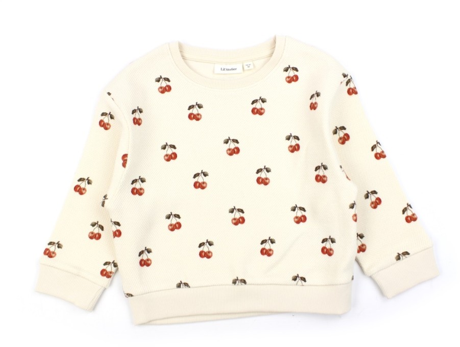 Best Lil Atelier Lil Atelier Whitecap Gray/Cherries Sweatshirt