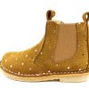 Wholesale Pom Pom Pom Pom Ancle Boot Camel Gold Dot With Elastic And Zipper