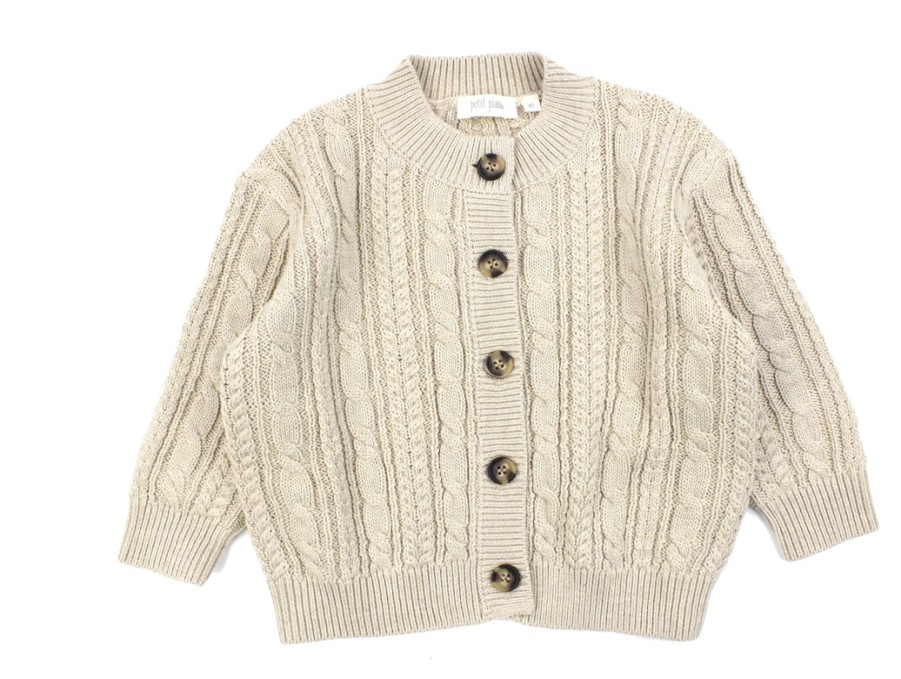 New Petit Piao Petit Piao Nature White Chunky Cardigan