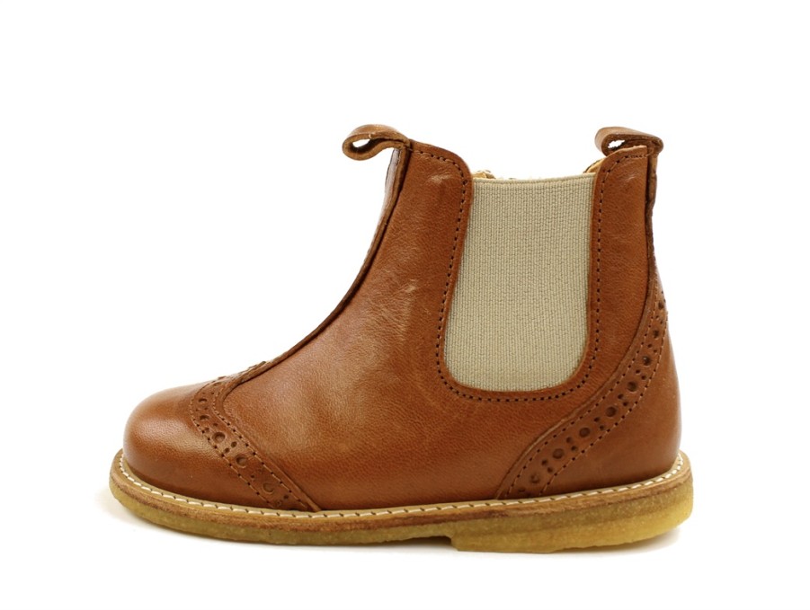 Hot Angulus Angulus Cognac/Beige Ankle Boots With Perforated Pattern