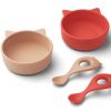 Wholesale Liewood Liewood Cat Apple Red/Tuscany Rose Mix Dining Set Evan Silicone (2-Pack)